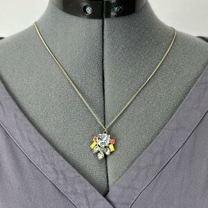 LOFT Silver Tone Necklace with Gem Pendant 33”